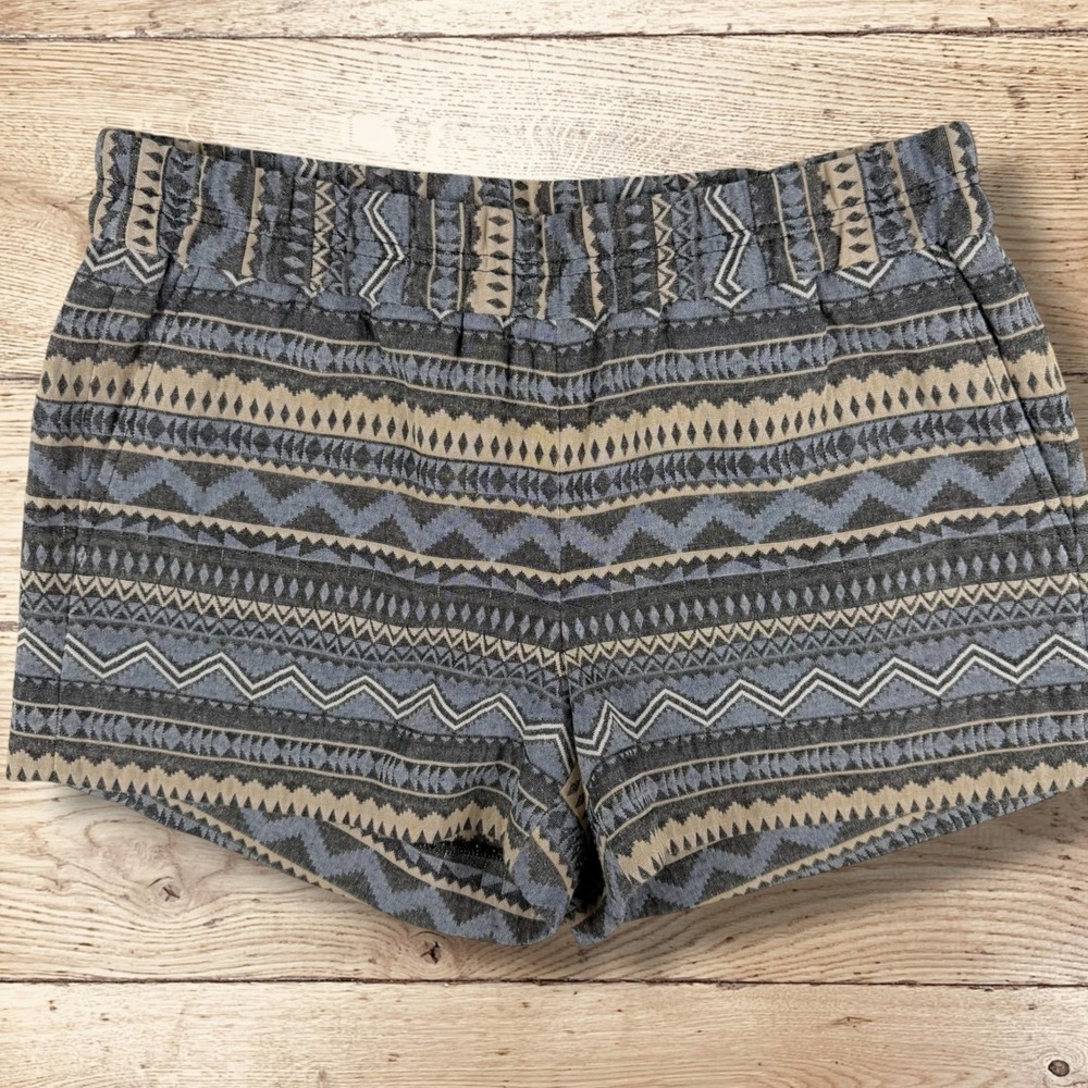 J. CREW‎ Womens Elastic Waist Aztec Print Shorts Size 4 Blue Black Beige